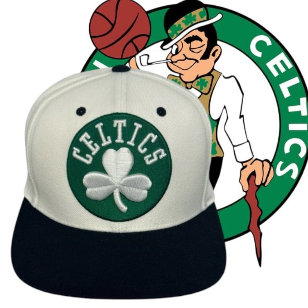 Mitchell & Ness NBA Boston Celtics All White/Green Embroidered Snapback Hat Cap